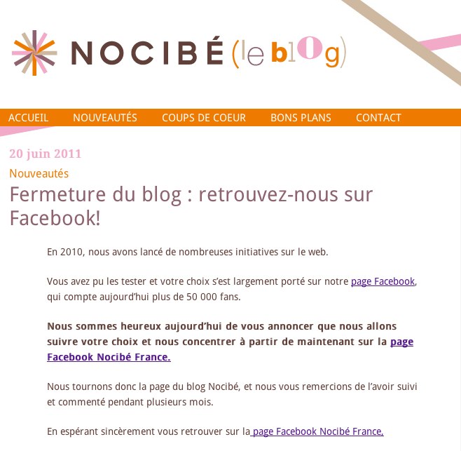 Le blog de Nocibe est fermé