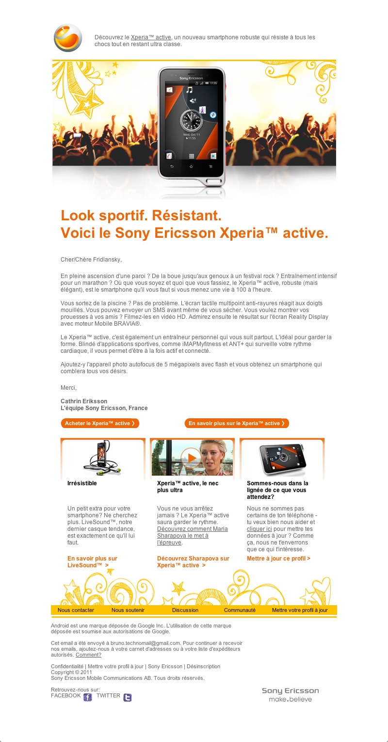 Sony Ericsson - Découvrez le Xperia active (20111026)